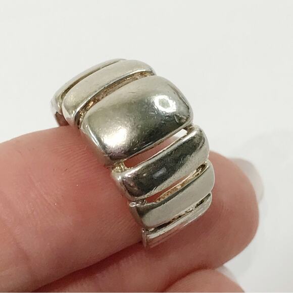 Vintage 925 Sterling Silver Milor Italy Ribbed Puffy Abstract Modern Ring 7 - Picture 4 of 15